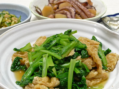 小松菜と油揚げの浅煮